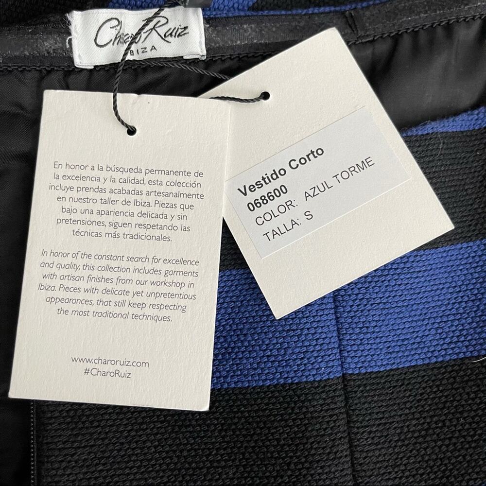 NWT Charo Ruiz Ibiza Strapless Stripe Mini Dress S Blue/Black Small - Picture 6 of 7